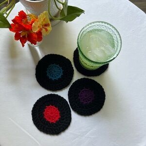 Handmade Crochet Record Coasters Set